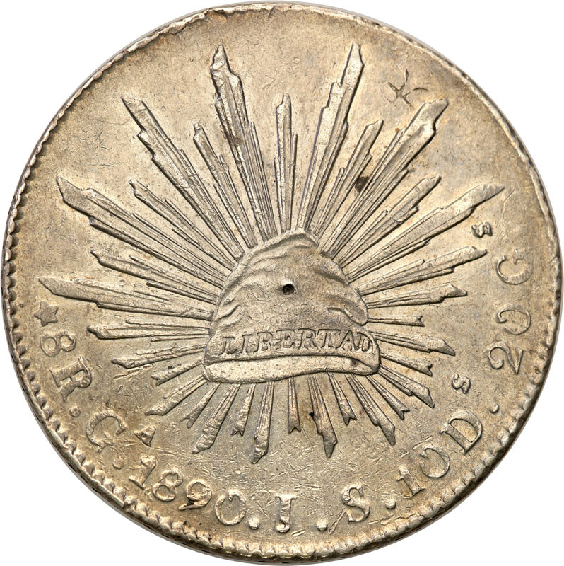Meksyk. 8 reali 1890 GA, Guadalajara